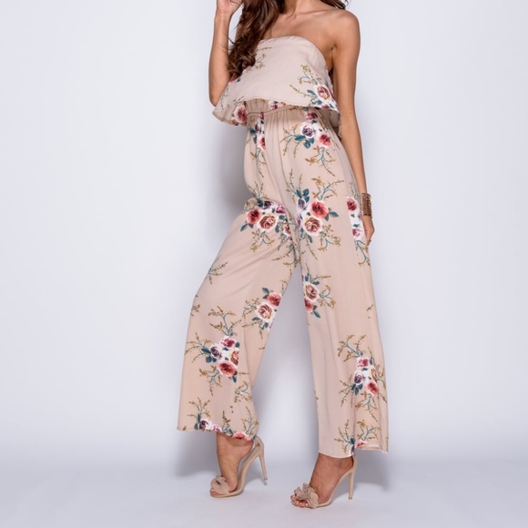 Floral Print Strapless Jumpsuit - Picture 4 of 10